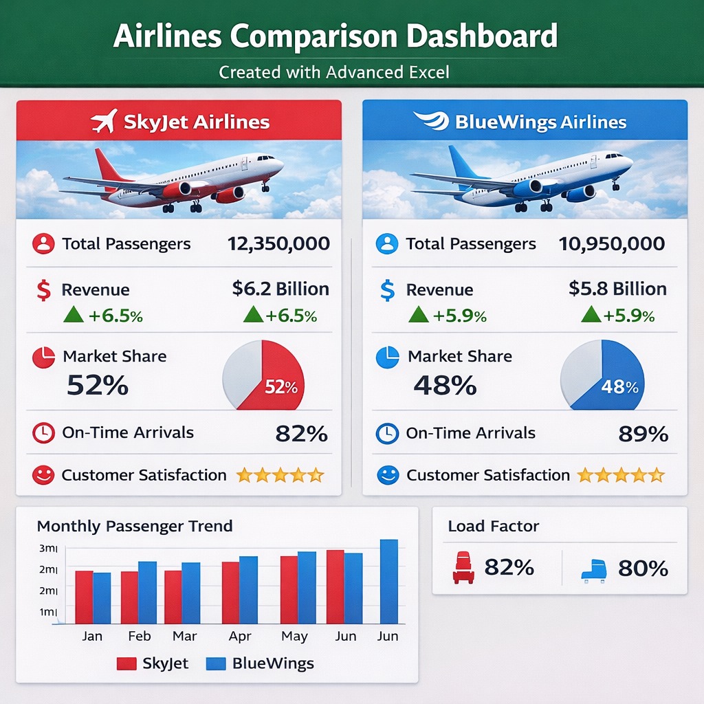 Airlines Comparison Dashboard